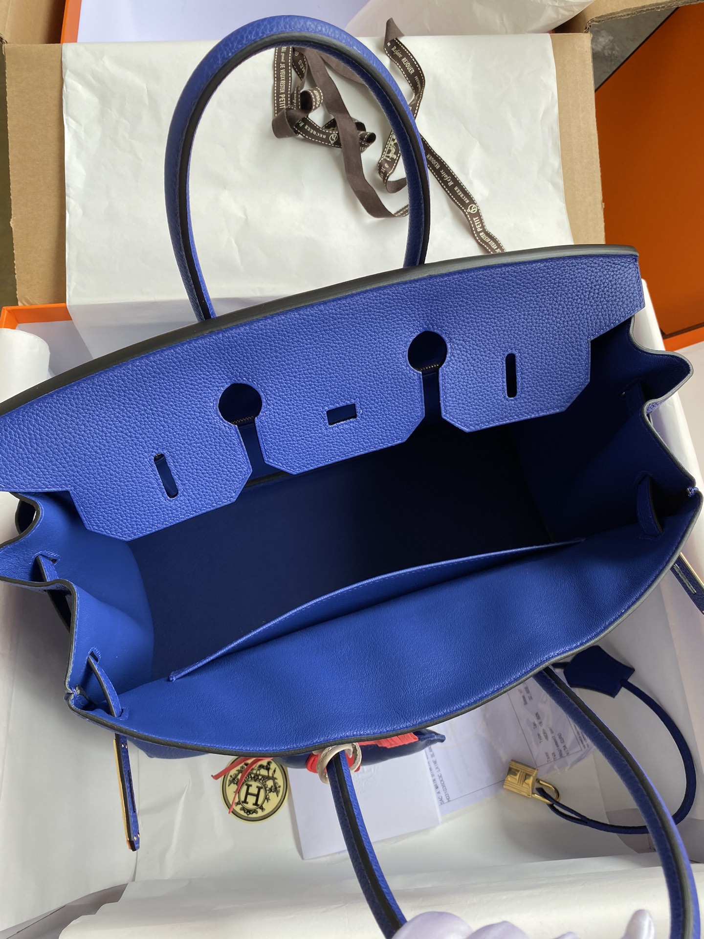 Hermes Birkin 35CM Togo Leather Handbag Blue Royal